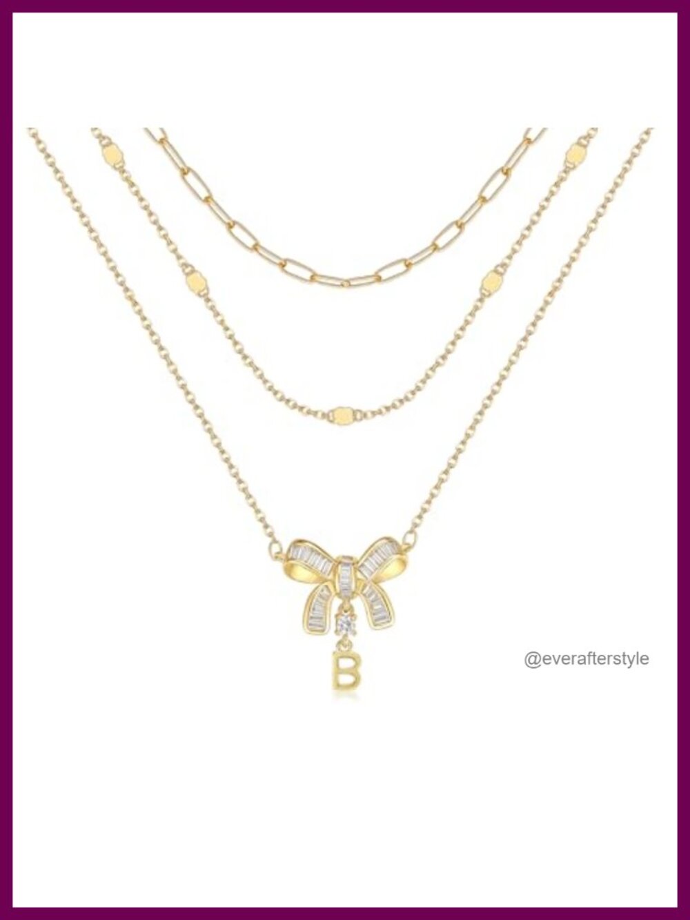 Butterfly Initial Pendant Necklace 14k Gold Plated Layered Chain